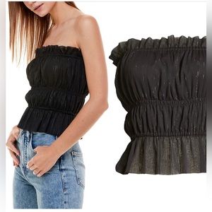 NWOT WAYF Tube Top / Strapless Tank - Black with Silver Metallic Thread - XS